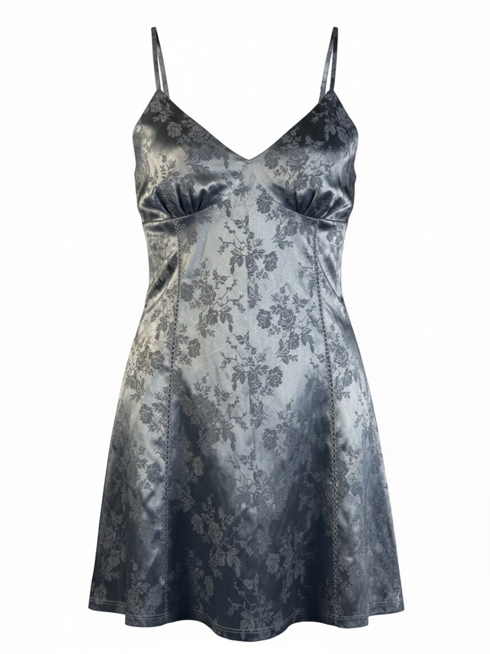 Victoria's Secret Vintage Lace-Up Back Satin Slip Dress Pink Heart Tag Sky Blue